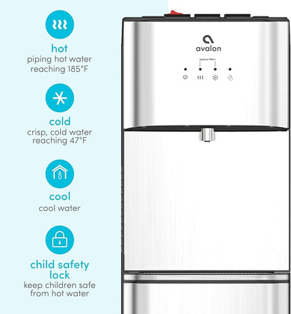 Avalon Bottom Loading Water Cooler Water Dispenser with Filtration - 3 Temperature Settings - Hot, Cold & Room Water, Durable Stainless Steel Construction - UL Listed NSF Approved