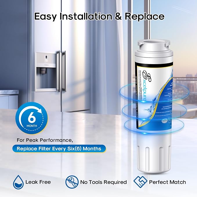 EXCELPURE UKF8001 Replacement for Whirlpool FILTER 4, EDR4RXD1, 4396395, WRX735SDBM00, RWF0900A, EFF-6007A, MFI2568AES, MFI2569VEM, RFC0900A, WF295, PURICLEAN II, Refrigerator Water Filter, 3PACK