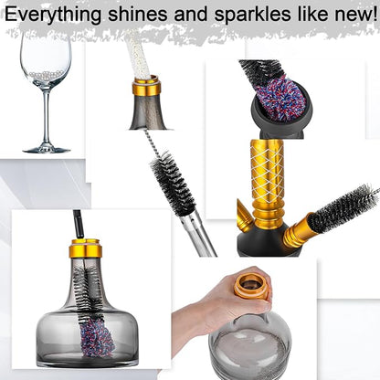 Premium Hookah Cleaning Kit - 5 Brushes, 500 Stainless Steel Beads - Hookah Bowl & Vase Cleaning Set