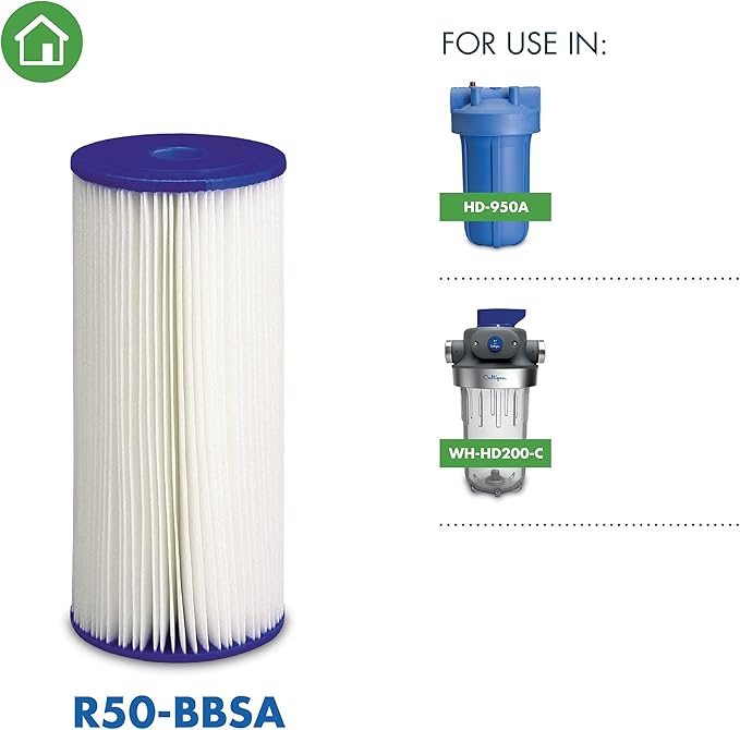 Culligan Whole House Water_Filter for Sediment 50 Micron R50-BBSA 10”x4.5” Long Lasting Water_Filter Cartridge Replacement Compatible with Many other Home_Water Filtration Systems (Pack of 3)