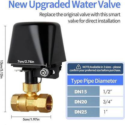 Owfeel WiFi Smart Water Valve, APP Remote Control, DN25 Ball Brass Water Valve, Compatible With Alexa, Google and Application Program iOS/Android, Only Supports 2.4 GHz WiFi (1")