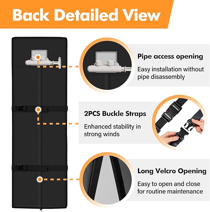 Water Softener Cover Insulated, 3 Layers Insulation Heavy Duty Protection Cover for WHES30E / WHES40E Grain Softener and 350/420 Water Softener, 16x21x48in, Black