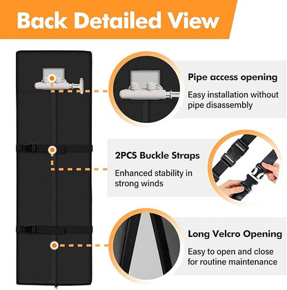 Water Softener Cover Insulated, 3 Layers Insulation Heavy Duty Protection Cover for WHES30E / WHES40E Grain Softener and 350/420 Water Softener, 16x21x48in, Black