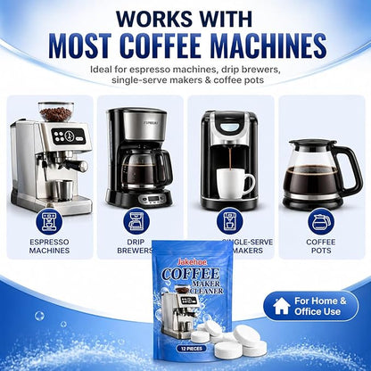 Coffee Maker Descaling Solution for Keurig, Nespresso, Ninja, Breville, Delonghi, Miele - Coffee Machine Cleaner Descaler Tablets with Individually Wrapped - Removes Limescale & Hard Water Buildup