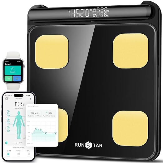 RunStar Smart Scale for Body Weight FSA&HSA Eligible, 8-Electrode Digital Bathroom Scale with BMI, Body Fat Percentage & Muscle Mass to 28 Body Composition and Printable Body Analysis Report