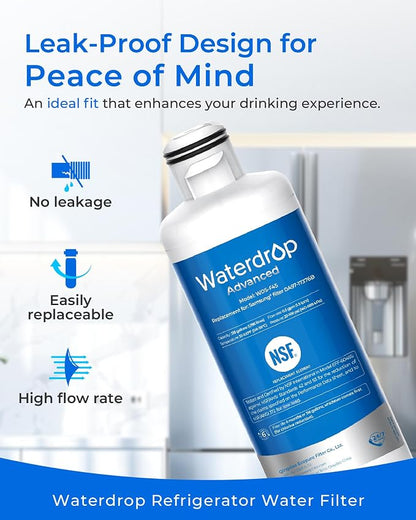 Waterdrop WDS-F45 Water Filter Replacement for Samsung® DA97-17376B, 4 Pack | NSF 53&42 Certified, Replacement for Samsung® HAF-QIN/EXP, DA97-08006C, RF28R7351SG, RF23M8570SR