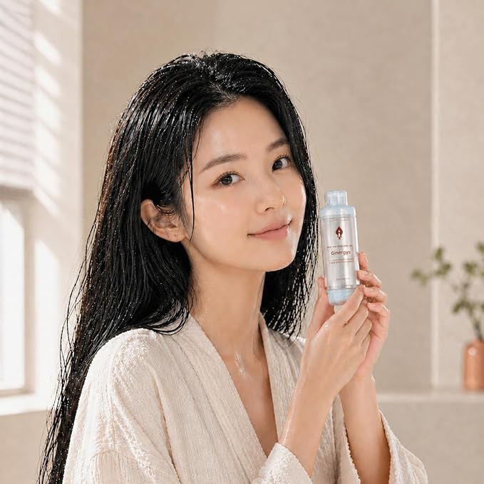 Rg3 Korean Red Ginseng Shower Filter Cartridge with Vitamin Gel, Showerhead Water Filter for Chlorine Reduction, Made in Korea