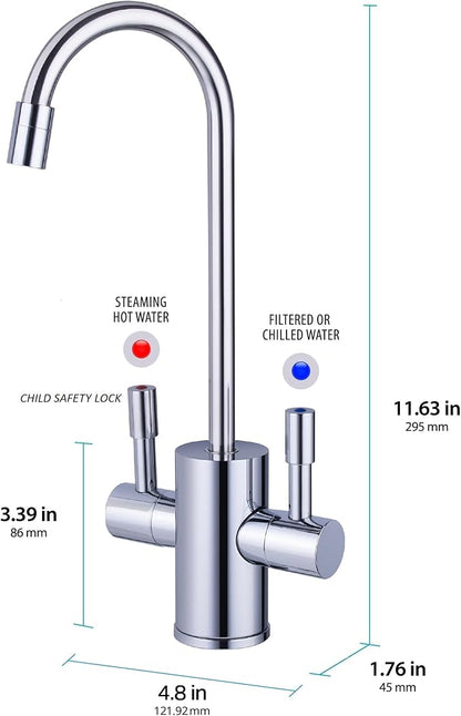 Ready Hot 41-RH-300-F560-CH Instant Hot Water Dispenser System, 2.5 Quarts, Digital Display Dual Lever Hot and Cold Water Faucet Polished Chrome
