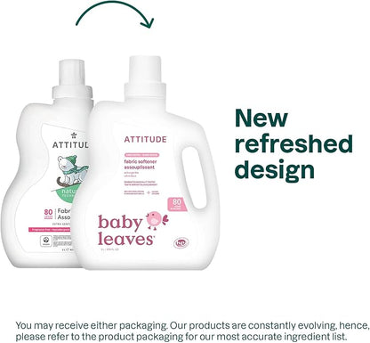 ATTITUDE Baby Fabric Softener, Plant and Mineral-Based Ingredients, HE Compatible, Vegan and Cruelty-free Laundry and Household Products, Unscented, 80 Loads, 67.6 Fl Oz