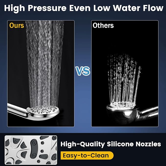 FEELSO Filtered Shower Head with Handheld, 5-Modes High Pressure Showerhead | 60" Hose, Bracket and 15 Stage Water Softener Filters for Hard Water Remove Chlorine and Harmful Substance