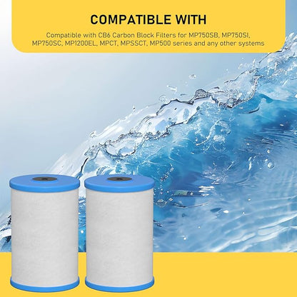HG-CB6 CB6 Carbon Block Water Filter Replacement Compatible with Hydronix HG-CB6 Hydro Guard Filter and MP and MPC System 0.5 μ, 4.5" D x 6.5" H 2 Packs