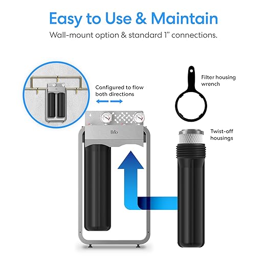 Brio Whole House Water Filter System w/Gauges | 2 Stage Fast-Flow Filtration (5 Micron Sediment, CTO Carbon Block) 4.5" x 20" Filters | Improves Taste, Protects Home Appliances & Shower | 900 GPH