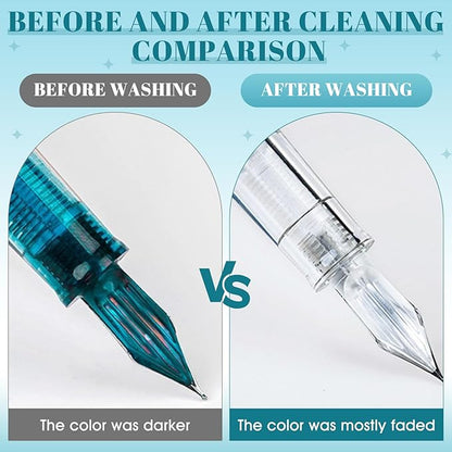 Fountain Pen Cleaning Kit, Fountain Cleaner with Pen Nibs Cleaner High-Efficiency Flushing Improve Cleaning Efficiency Prevent Clogging Extend The Life of Your Fountainpen, 6.67 oz