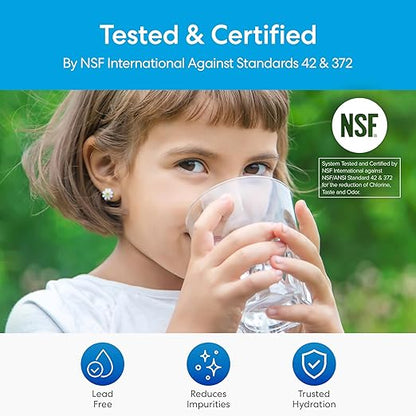 Brio 26" Under Sink Water Filter System for Kitchen & Bathroom Faucet | 3-Stage Single Housing 0.5 Micron Filters PFAS, Chlorine, Lead, Mercury+ | 25,000 Gallons/2 Years | NSF/ANSI 42 & 372 Certified