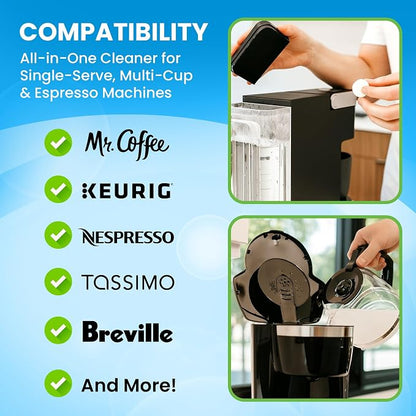 Coffee Maker Cleaner & Descaler Tablets for Pot & Machine, 48 Ct