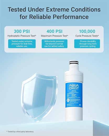 AQUA CREST LT1000PC ADQ747935 MDJ64844601 NSF Certified Refrigerator Water Filter, Replacement for LG® LT1000P®, LT1000PCS, ADQ74793501, ADQ74793502, Kenmore 469980, 9980, Pack of 2