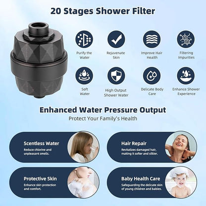 Hibbent Metal 10'' Filtered Rainfall Shower Head Combo, High Pressure Handheld Shower Wand, 12'' Adjustable Extension Arm, 20 Stage Shower Filter, 71'' Hose, Shower Head Holders, Oil Rubbed Bronze