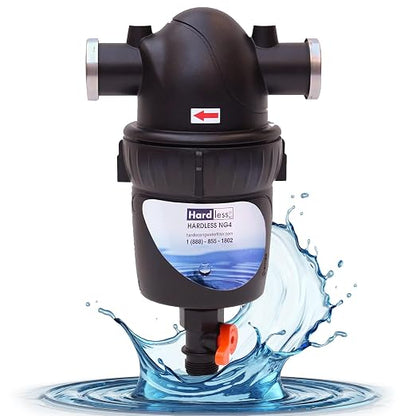Hardless NG4 Whole House Water Filter with Extra NG4 Replacement Cartridge - Salt-Free Water Softener Alternative, 3/4" Inlet/Outlet, Compact, Easy to Install, Designed for Areas w/Hard Water