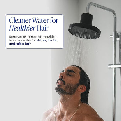 Cold Life Filtered Shower Head for Hard Water Recommended by Gary Brecka - Wide-Face High-Pressure Shower Head with Filter - Multi-Stage Filtration for Skin & Hair, 99% Chlorine Reduction, Matte Black