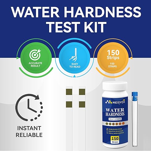 Water Hardness Test Kit,150 Strips-Double Color Pads,Hard Water Test Kit for Home,Drinking Water Tap Water Well Pool Spa Water Softener Quick Accurate Water Quality Testing Kit with Sample Tube