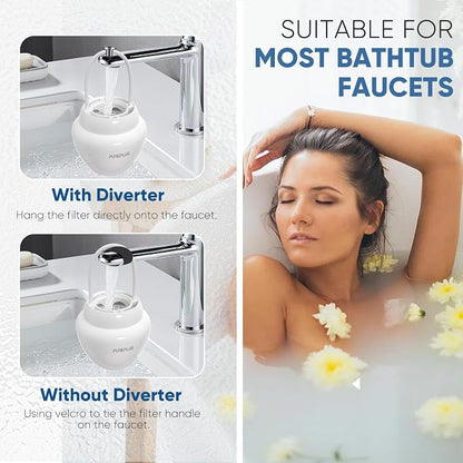 PUREPLUS Bathtub Bath Water Filter Replacement Cartridge, 11 Stages 2500 Gallons Filtration, Reduces Chlorine & Heavy Metals, Replacement for Standard Bathtub Bath Water Filter, 2PACK
