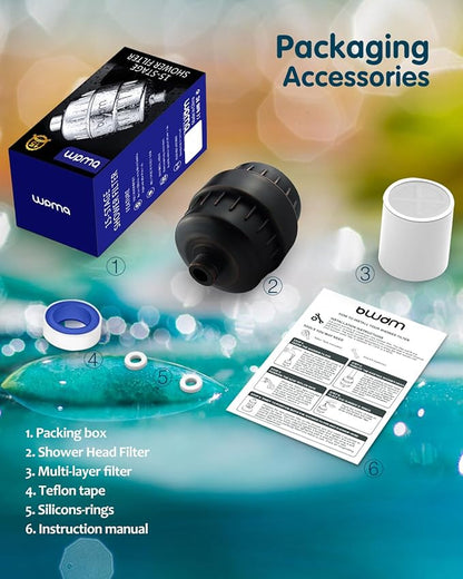 Shower Filter,Hard Water filter Shower Head Filter 15 Stage Cartridge Remove Chlorine Heavy Metals and Other Sediments,Vitamin C Water Softener Reduces Dry Itchy Skin,Dandruff BWDM(Oil-Rubbed Bronze)