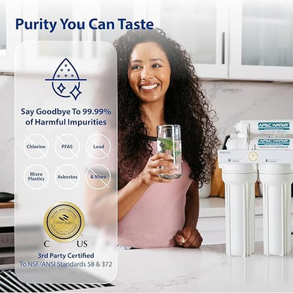APEC Water 5-Stage Under Sink Reverse Osmosis Water Filter System with Extra High Capacity Pre-Filter Set, Essence Series, WQA Certified, 50 GPD, Removes 99.99% of Contaminants, Home Water Filtration
