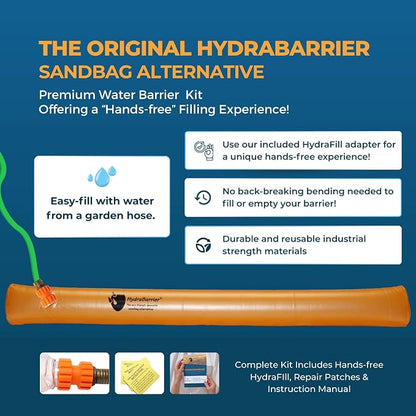 Watershed Innovations Best Sandbag Alternative - Hydrabarrier Standard 24 Foot Length 4 Inch Height. - Water Diversion Tubes that are the Lightweight, Re-usable, and Eco-Friendly - Bulk - 2 Pack