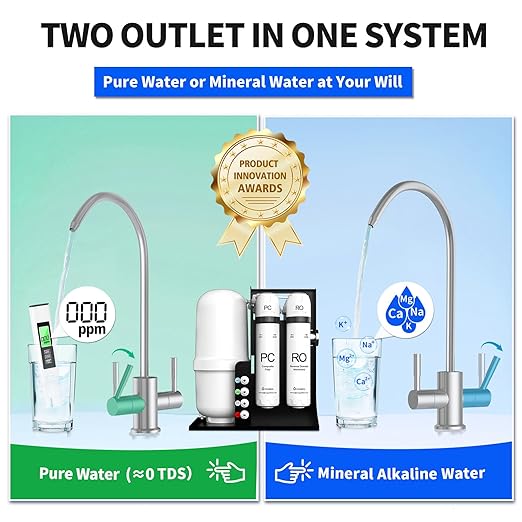WINGSOL Dual Mode Integrated Reverse Osmosis Water Filter, NSF/ANSI 42&53&58, 10-Stage Under Sink RO Filtration System for 0 TDS Water & pH+ Alkaline Remineralization Water, No Electricity Needed