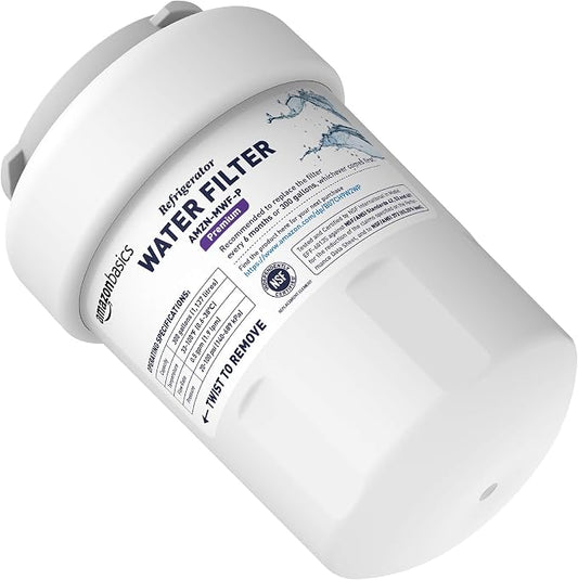 Amazon Basics Replacement GE MWF Refrigerator Water Filter Cartridge - Premium Filtration (Pack of 2)