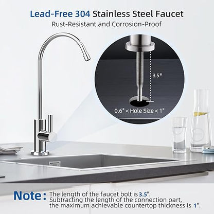 0.01μm Under Sink Water Filter, Multi-Stage Ultra Filtration for Baçtёria, Chlorine & Odor Reduction, 9K Gal/2-Yr, Easy Install with Dedicated Faucet, WU2.SH01-Y
