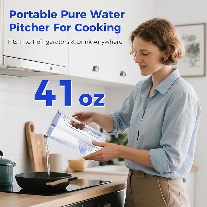 CT910 Countertop Reverse Osmosis Water Filter System with Removable Pure Water Pitcher-41oz, 7-Stage RO Water Filtration System, NSF/ANSI 372, Reduce TDS PFAS, No Installation