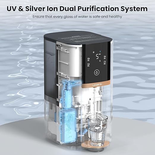 Leysern Reverse Osmosis Water Filter Countertop, No Installation Required, 5-Stage RO Filtration with UV and Remineralization, Water Purifier with TDS Monitor, 360° Swivel Base, NSF/ANSI 372 Certified