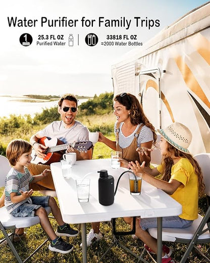 BKLES Water Filter Camping – Electric Portable Water Purifier Survival, 0.01 Micron, 6-Stage Water Filtration System Survival with Emergency Lighting for Hiking, Backpacking, Travel – BK-2000