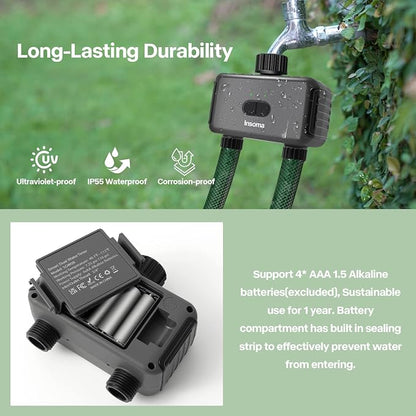 Smart Sprinkler Timer 2 Zone with Wi-Fi Hub, Automatic Irrigation System Controller for Lawns and Yard, Compatible with Alexa