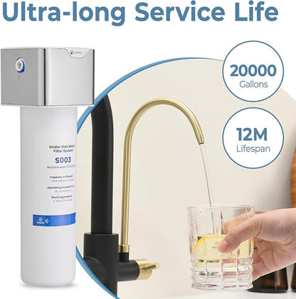 GIMILI Black and Gold 3 in 1 Kitchen Faucet with Under Sink Water Filter System, Reduces Lead, Chlorine, Bad Taste & Odor, Kitchen Sink Faucet with Drinking Water Faucet