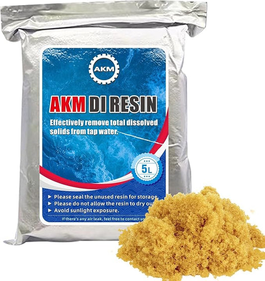 AKM Mixed Bed Deionized Di Resin Filter Fill, Use for Spotless Car Wash System Filter Change, 5 Liters