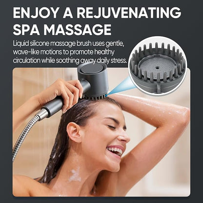 Cobbe Ion Drops Filtered Shower Head with Handheld, High Pressure 5 Spray Mode Showerhead with Filters, Built-in Power Wash for Hard Water - Remove Chlorine - Reduces Dry Itchy Skin, Gray