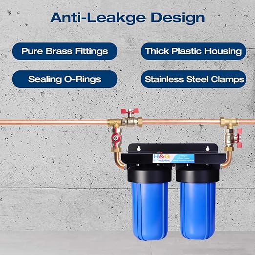 H&G Lifestyles Whole House Water Softener and Filtration System 10" x 4.5" | 2 Stage Water Softener & Filter, Calcium Inhibitor Filter, Anti-Scale Cation Ion Exchange, Remove Rust Chlorine Heavy Metal