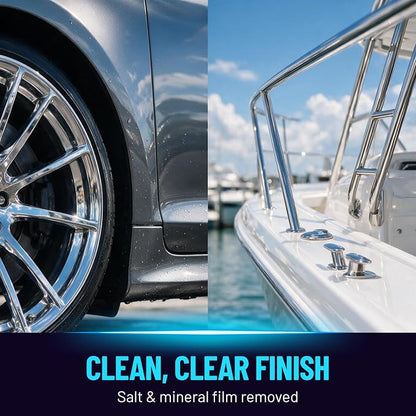 Mission Control 32 oz Salt Remover Spray for Boats, Cars & Pools - Dissolves Salt, Brine, Mineral & Hard Water Buildup on Outdoor Metal & Sealed Floors - Saltwater Residue Cleaner