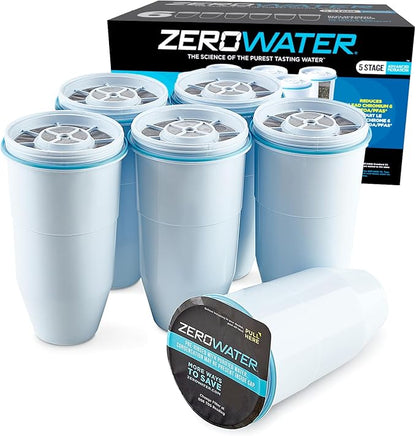 ZeroWater Official Replacement Filter & 32-Cup Ready-Read 5-Stage Water Filter Dispenser Bundle - Improved Tap Water Taste