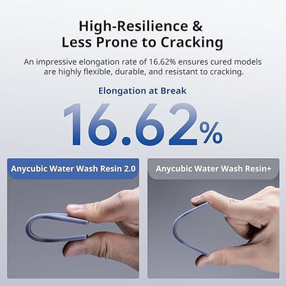 ANYCUBIC Water Washable 3D Printer Resin 2.0, 405nm High Precision 3D Resin, Low Shrinkage Photopolymer Resin for 4K/8K/12K Capable LCD DLP Resin 3D Printer (White, 1000g)