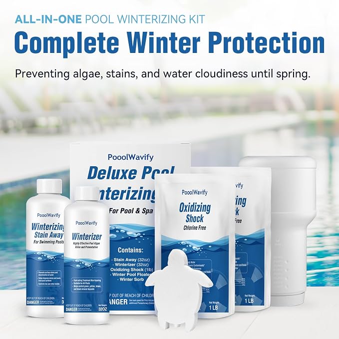 Pool Closing Kit for Above & In-Ground Pools – Winterizing Chemicals for Clean, Clear Water, Prevents Pool Algae Growth-Up to 15,000 Gallons