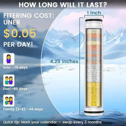 6 Pack Shower Filter Compatible with FEELSO Shower Head Filter Replacement,15 Stage Filter Replacement Cartridge,Remove Chlorine and Harmful Substances，Reduces Dry Itchy Skin and Hair