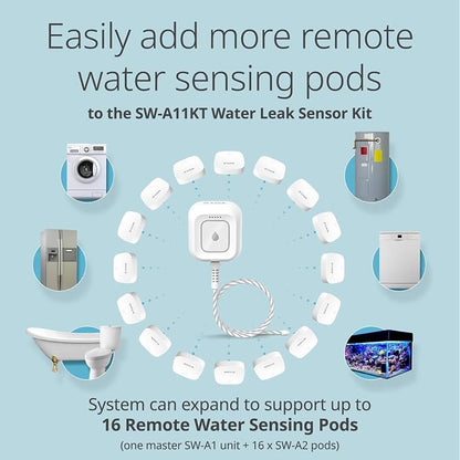 D-Link Add-on Remote Battery-Powered Water Leak Sensing Pod, Long-Range, Compatible Only with SW-A11KT, Single and Multi-Pack (SW-A2)