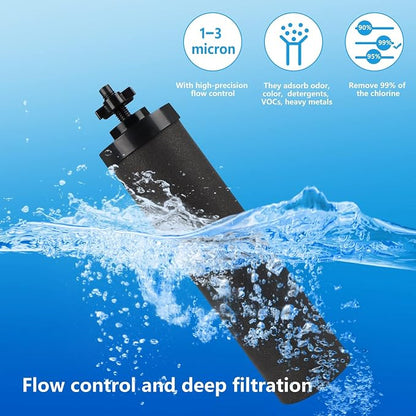 Water Filter Replacement for Black Carbon Block Filters System,Pack of 4 | Compatible with Travel,Big,Royal,Imperial Gravity Countertop Purification Elements, Removes Chlorine,Capacity 6,000 Gallons