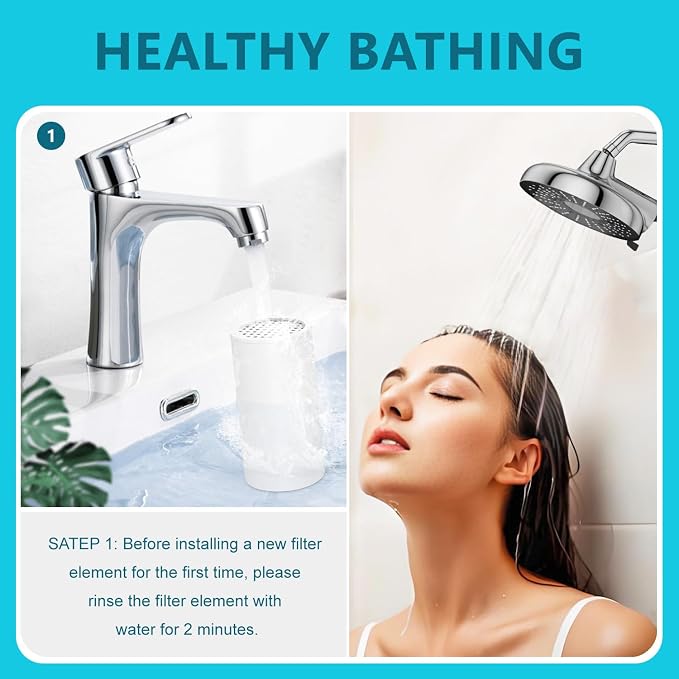 Replacement Shower Filter Compatible with SR SUN RISE Fixed shower head, Hard Water High Efficiency Filter 3 Pcs