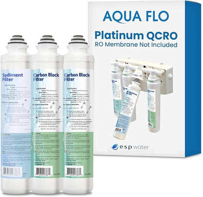 Aqua Flo Platinum QCRO RO Filter Replacement Kit – Improves Taste by Reducing Chlorine & Odors, Cost-Effective Filtration, Membrane Sold Separately