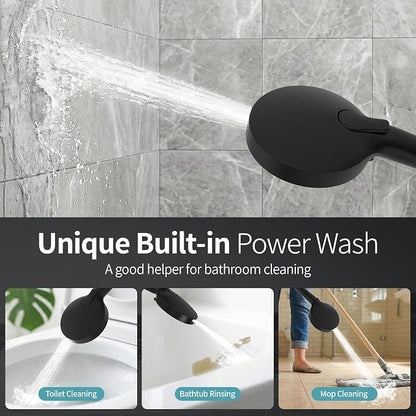 SR SUN RISE NSF Certified Filtered Shower Head with Handheld for Hard Water to Remove Chlorine High Pressure 9-Spray Setting (with Power Wash) Anti-Clog Nozzles (4 Filters, Matte Black)