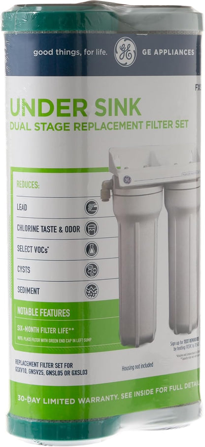 GE SmartWater FXSVC Under Sink Water-Filter, Replacement for Water Filtration System, Reduces Sediment & Other Impurities, Replace Every 6 Months, 2 Filters (Pack of 3)